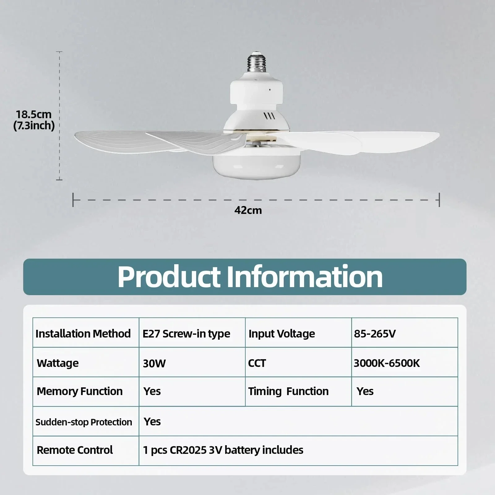 Wentylator sufitowy E27 LED 30W wyciszenie elektryczny wentylator sufitowy z pilotem oświetlenie salon gabinet