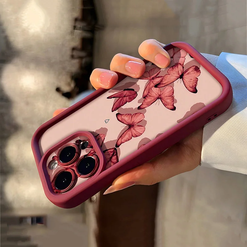 Aesthetic Sweet & Spicy Butterfly Pattern Shockproof Soft Phone Case For iPhone 17 16 15 14 13 12 11 Pro Max XS X 7 8 Plus Cover