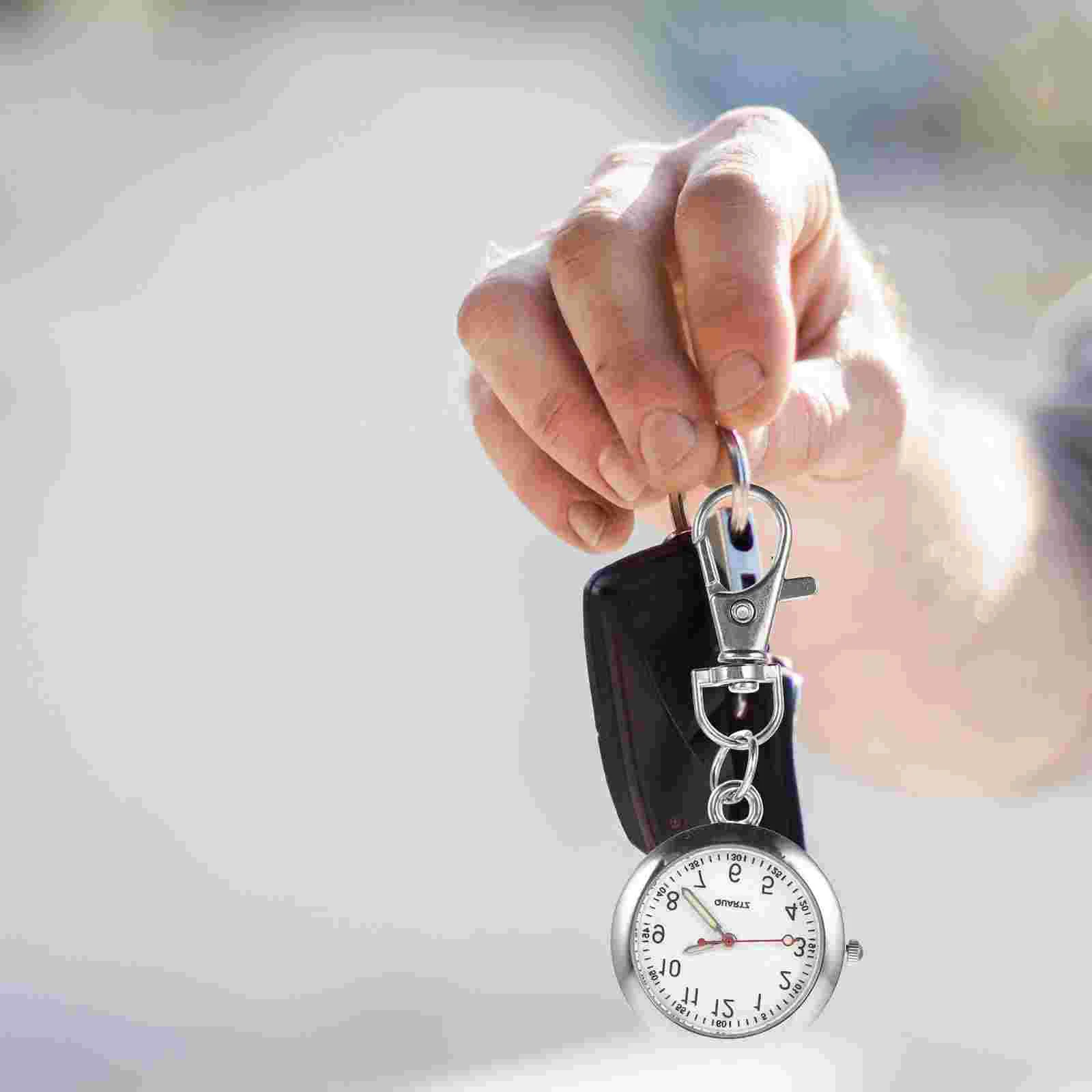 

Watch Keychain Nurse Kid Watches Kids Hanging Digital Silver Zinc Alloy Pocket for Men