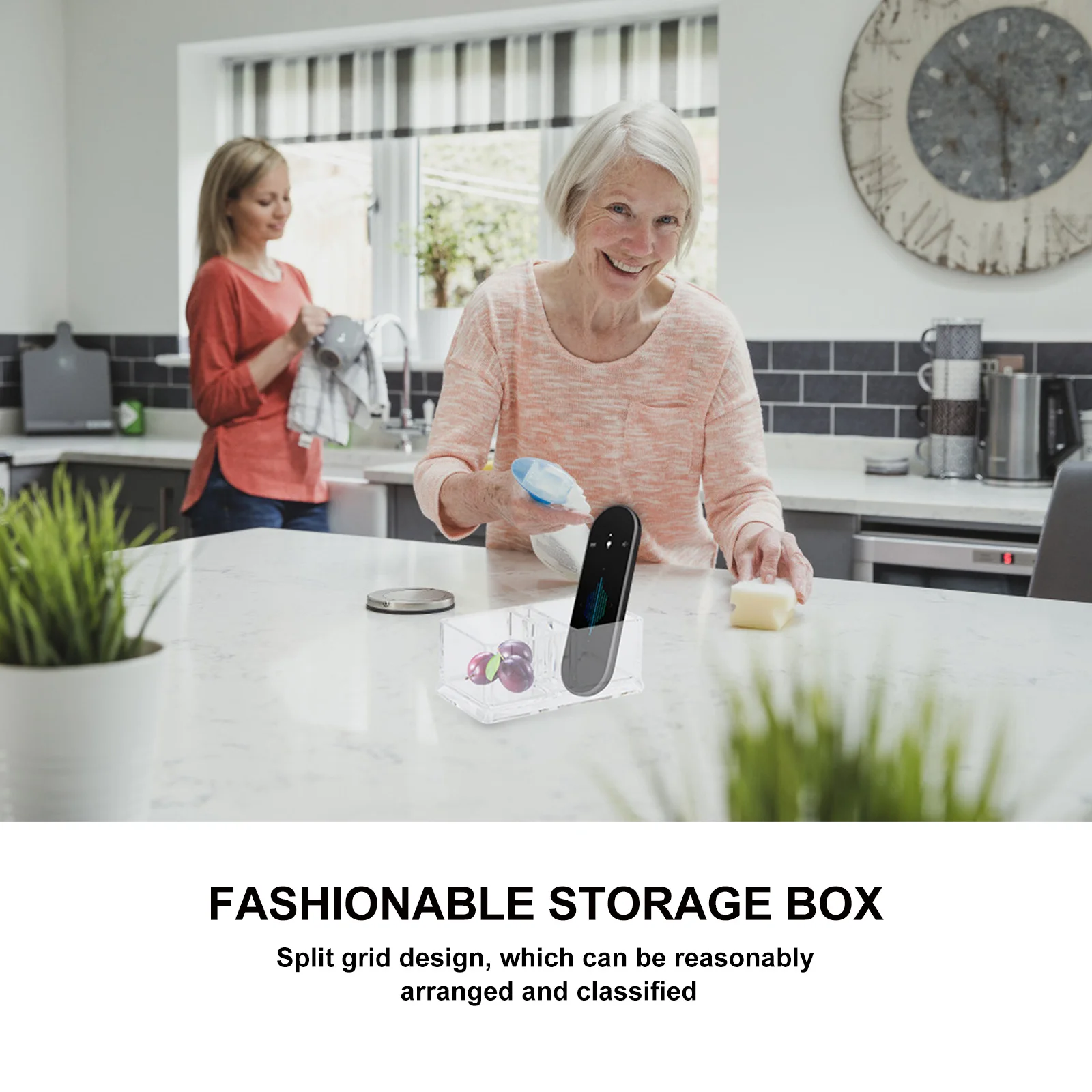 

1Pcs Acrylic Creative Tea Bag Box Stylish Storage Container Transparent Organizer Multipurpose Grid Design Acrylic Storage Box