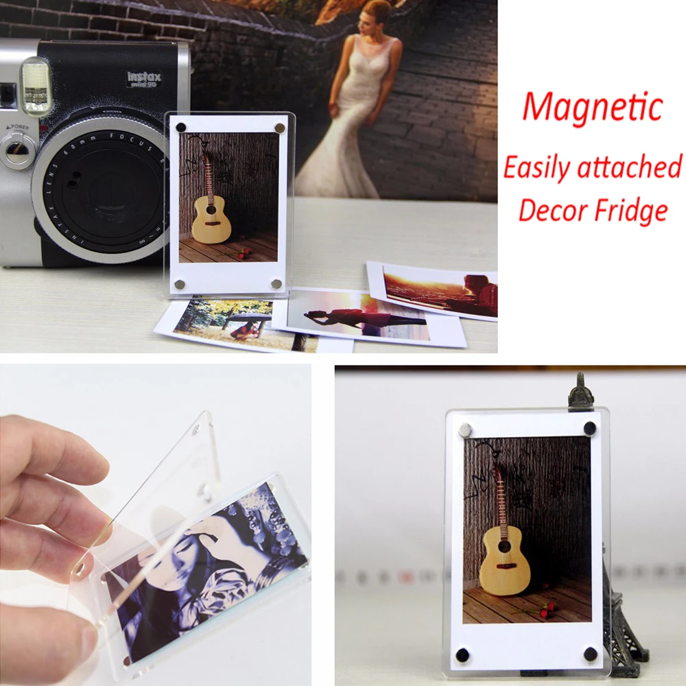 Photo Frame Set para Fujifilm Instax Mini, Ímãs de acrílico, acessórios da câmera, 11, 8, 9, 25, 50, 7, 1 conjunto, 10pcs