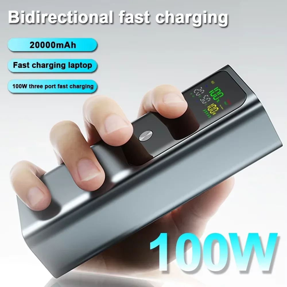 Power Bank 100W Fast Charging Portable Powerbank LED Screen Portable Bidirectional Charge For Tablet Laptop Phone Xiaomi Samsung