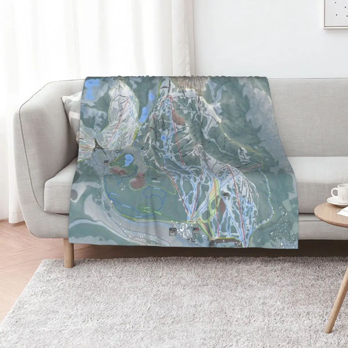 Solitude Resort Trail Map Throw Blanket Picnic Fashion Sofas Flannel Fabric Beautifuls Luxury St Blankets