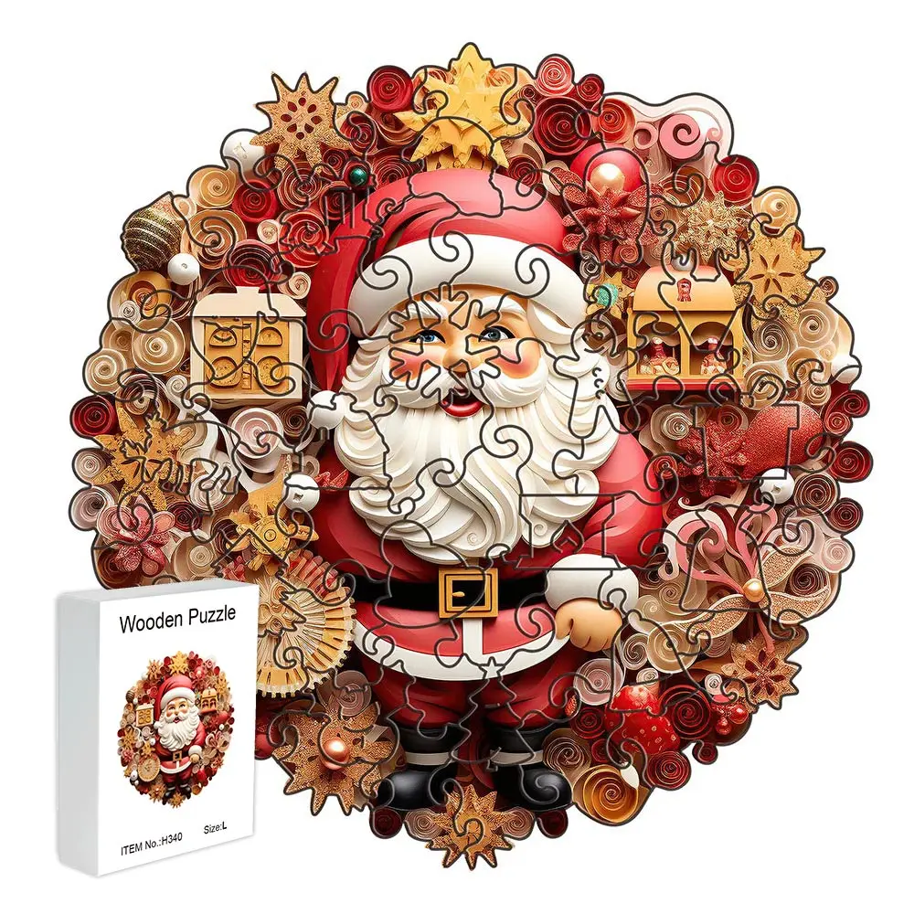 Santa Claus Wooden Puzzle Exquisite A3 A4 A5 3D model wooden decoration holiday gift family interactive puzzle decompression