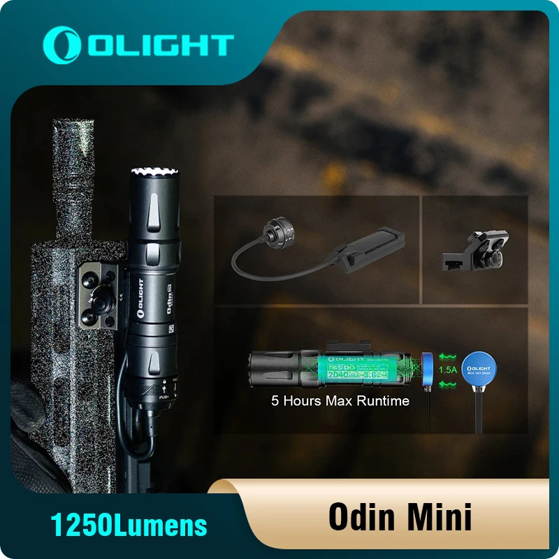 Olight Odin Mini led flashlight 1250 lumens ,MCC3 Magnetic Charging, Battery Included