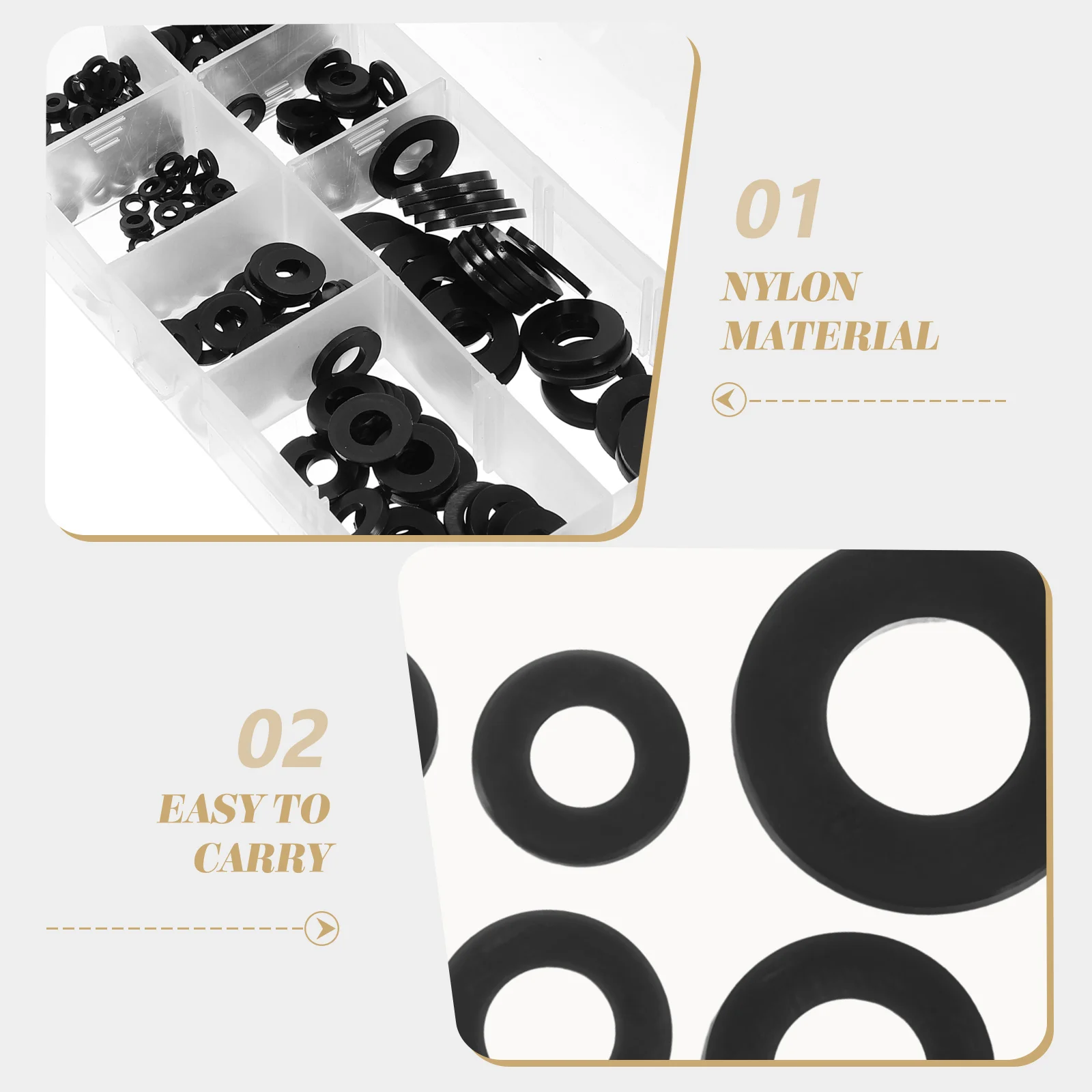 

250pcs M2-M8 Black Nylon Flat Washer High Temperature Insulation Corrosion Resistant Furniture Gasket Ring Electrical