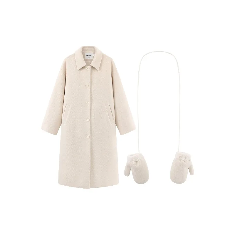 Wool Long Coat Women Elegant Straight-Leg Overcoat Lady Warm Lapel Wool Jacket Chic Winter Daily Outfits Stylish Commuting Looks