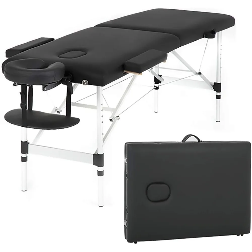 

Massage Table Portable Massage Bed Spa Bed 73 Inch Aluminium Lash Bed with Non-Woven Bag Face Cradle Carry Case