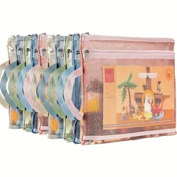 5pcs Colored Mesh Zipper Storage Bag, Double-Layer Nylon Organizer Pouch, For Puzzle Building Block Toy Storage