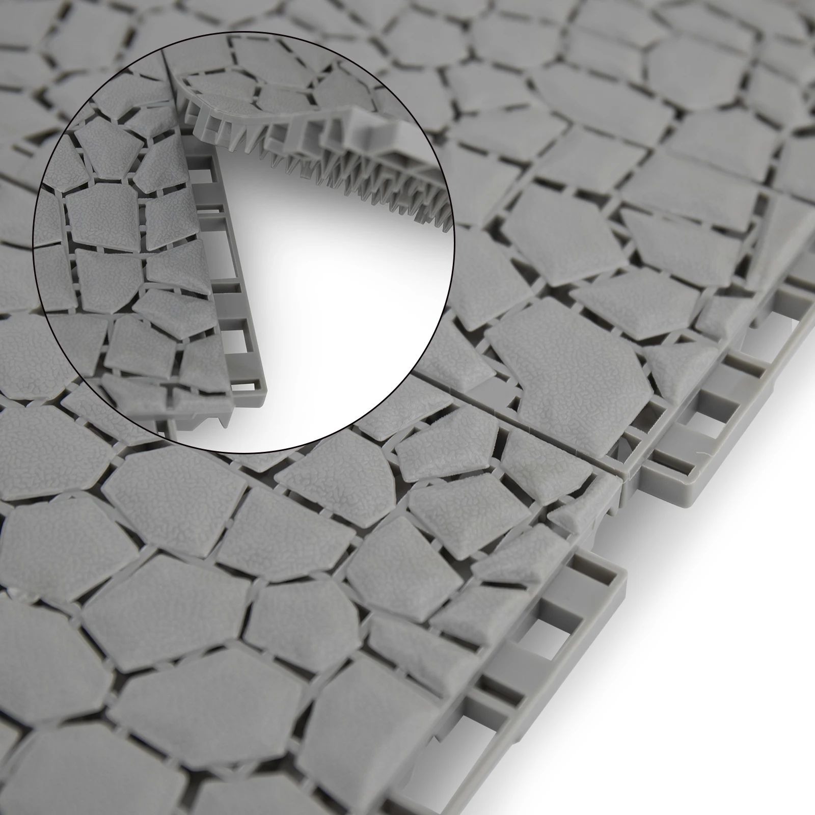 Gray Interlocking Slippery Non-Slip Splicing Drainage PVC Floor Tile Mat for Wet Place for the Elderly Children to Prevent Falls