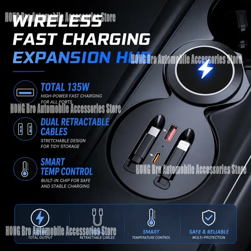 For Audi A6L A7 Car Phone Charger Cigarette Lighter Socket Splitter Adapter USB Docking Station Power Expander Converter