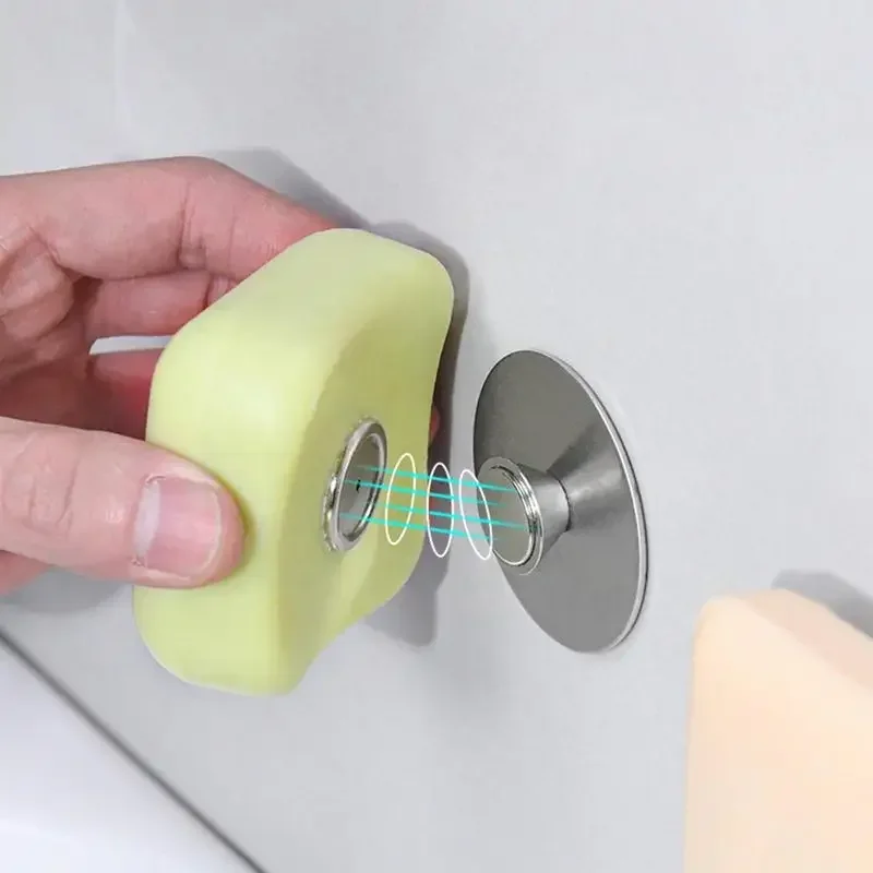 

1pc Wall-mounted Magnetic Soap Holder Stainless Steel Soap Hanger Creative Self Draining Punch-Free Soap Dish Bathroom Organizer