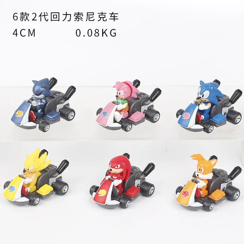 Sonic New Kart Toy 6pcs Set Cute Game Figure Car Racing New Cartoon Anime Karts Model Ornaments Home Decoration Children Gift