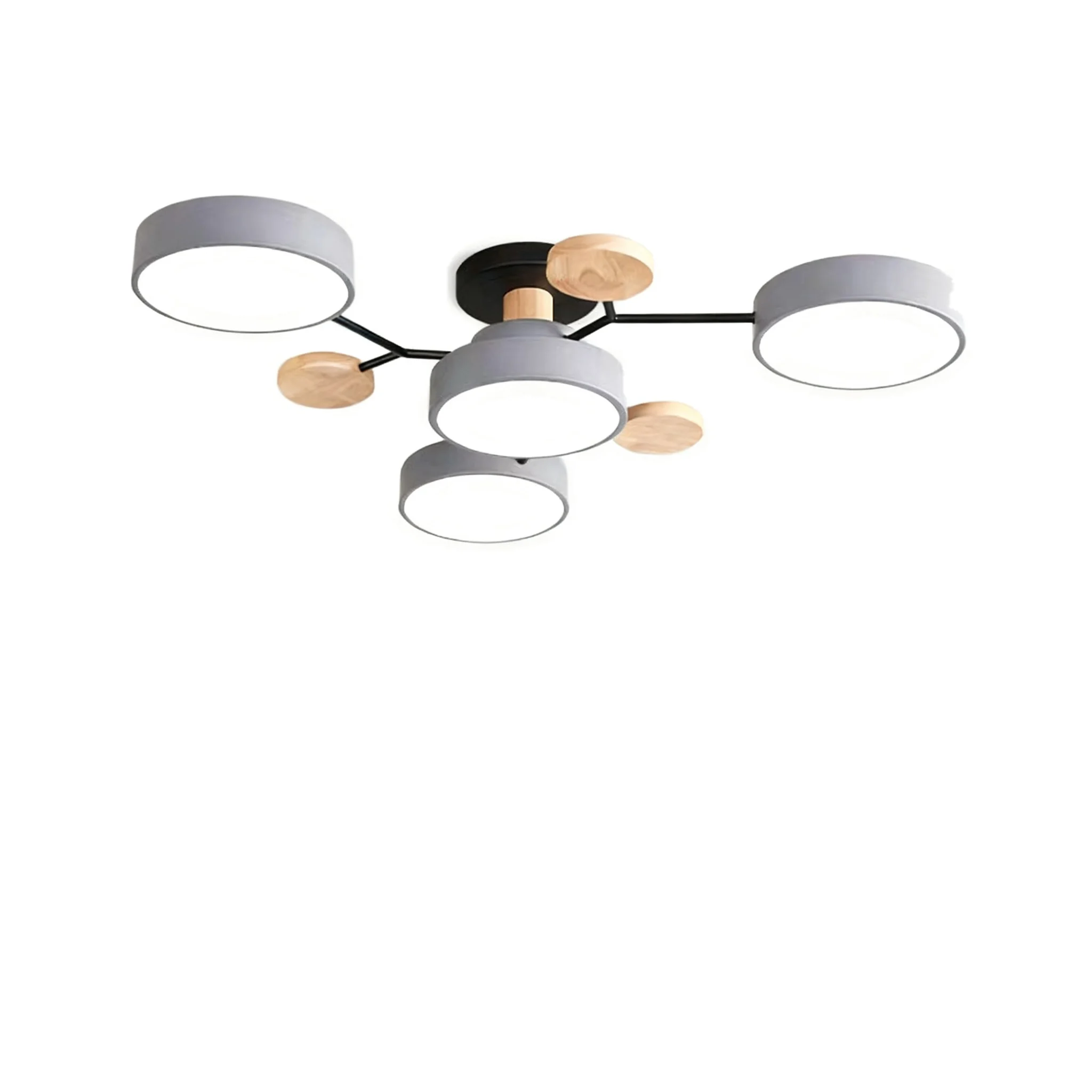 Modern Semi Flush Ceiling Light Featuring Wood Base And Acrylic Diffuser Living Room Metallic SWITCH