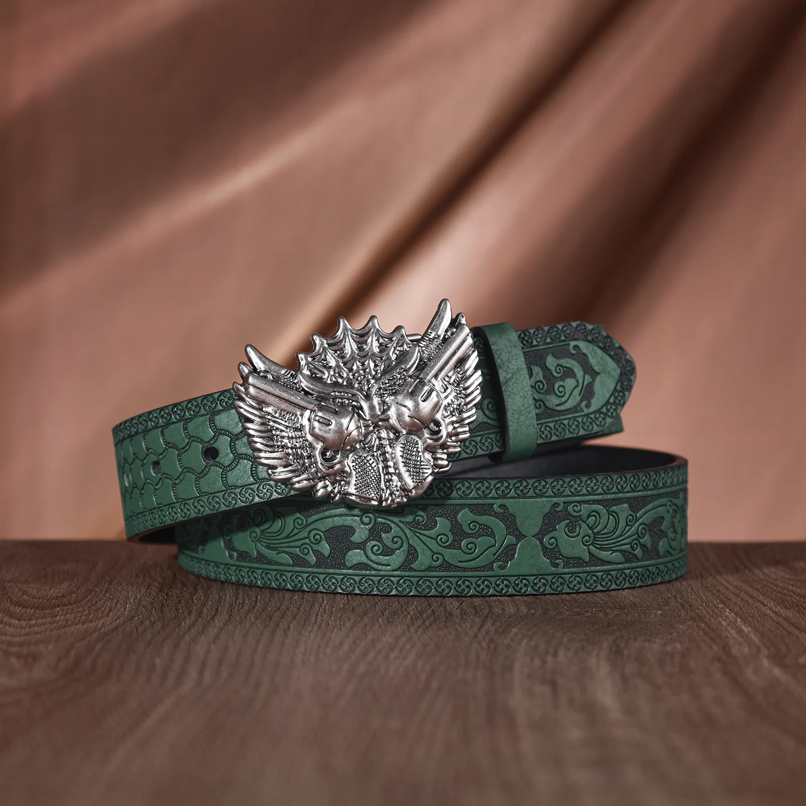 hot-dragon-head-embossed-pattern-leather-pu-belt-consistent-engraved-border-motif-rugged-pu-material-raised-three-dimensional