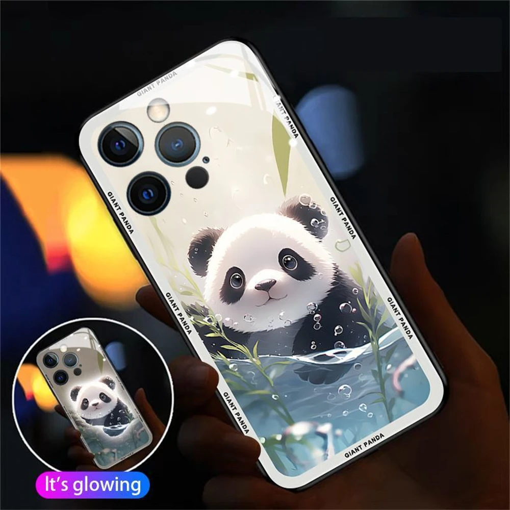 

So Lovely Plump Panda Luminous Phone Case LED Light Up Cover For Samsung S25 S24 S23 S22 S21 S20 FE Note 10 20 Plus Ultra