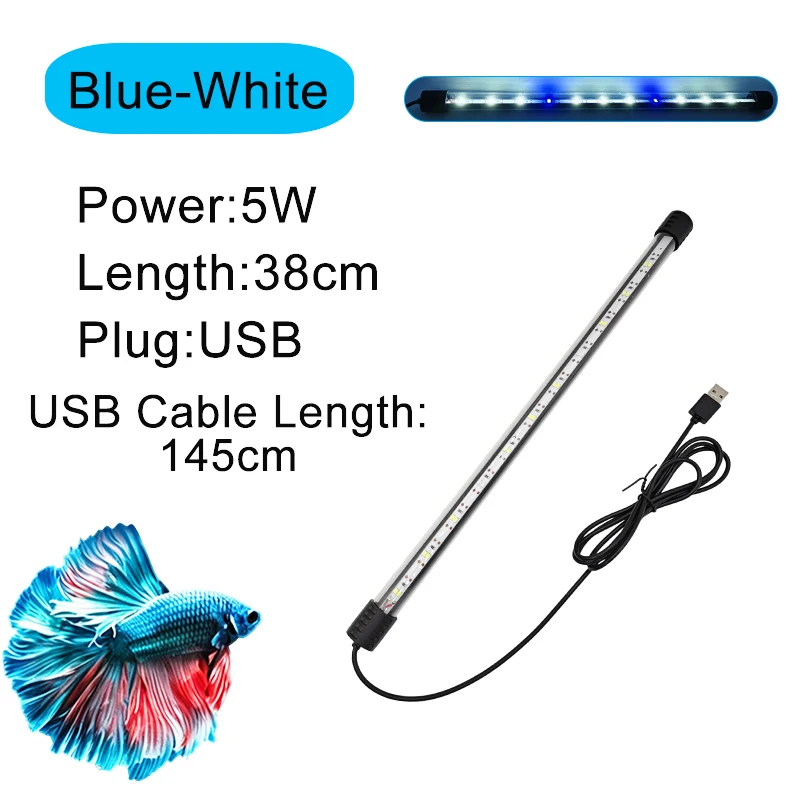 18-58cm USB Vollspektrum Wasserdichte Tauchfähige Aquarium-LED-Streifenleuchte Fischbeckenlampe Unterwasser-Pflanzenwachstumsbeleuchtung – Detail 9