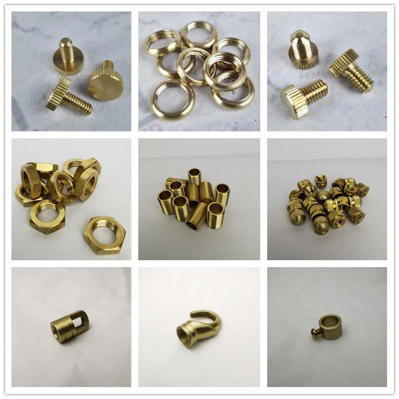 

10 pieces Pure Brass nut, open hole accessories, Screw nut, Copper M10 round screw ring fastener, decorative Lighting part