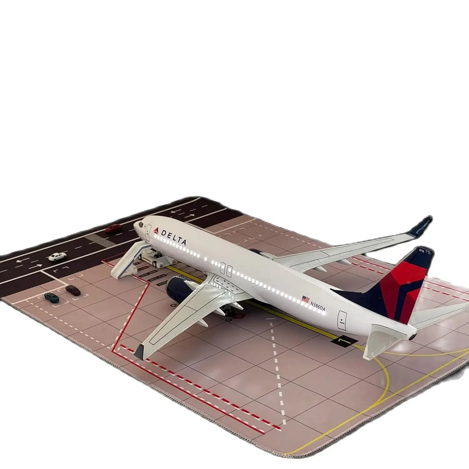 Delta B737 Airplane Model 1:150 Scale Delta Airlines 737 47cm Length with LED Lights Highly Simulated Resin Material Aviation