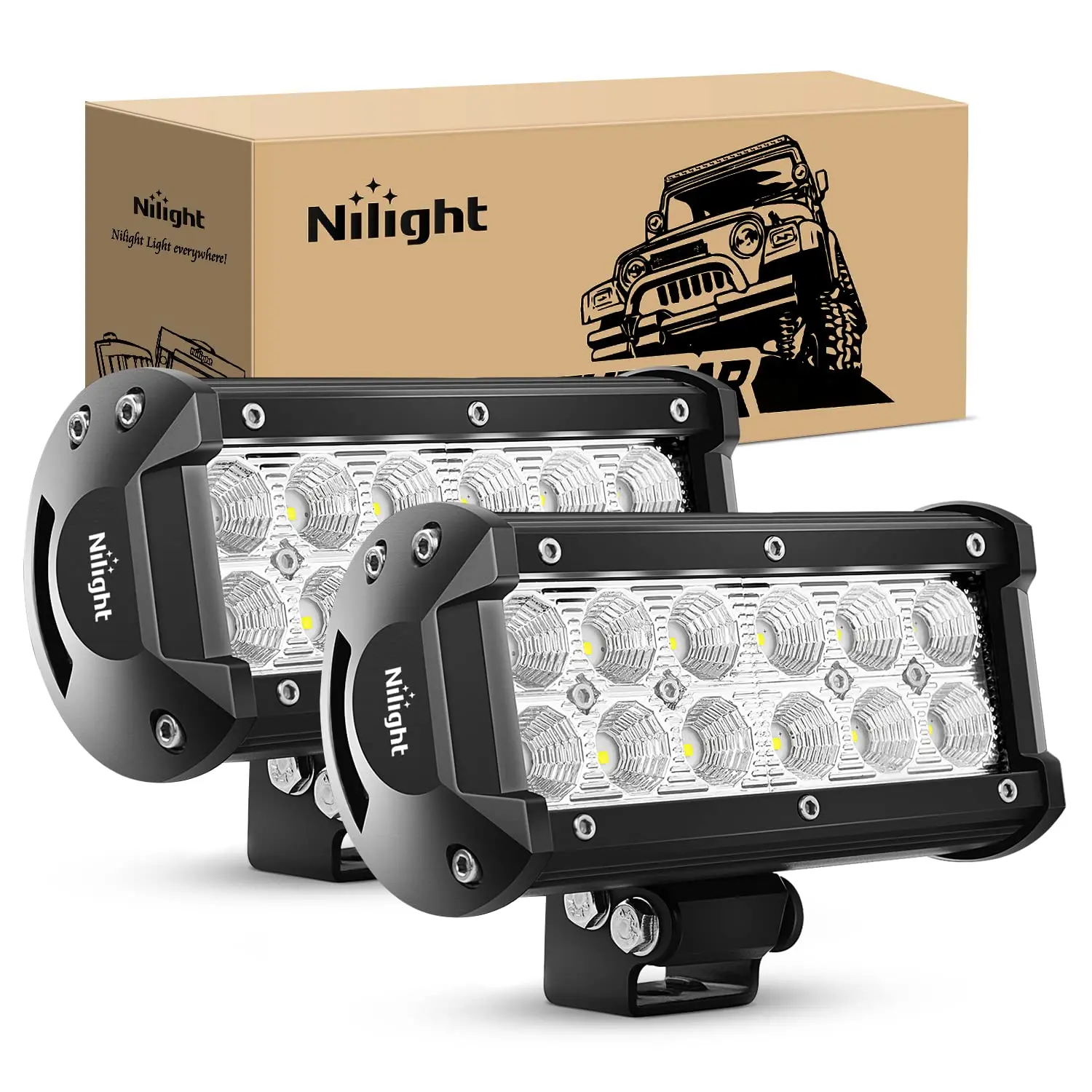 

Nilight 36W 6.5-Inch Flood LED Light Bar - Off-Road Driving Fog Light for Boats, Trucks - 2PCS, Super Bright
