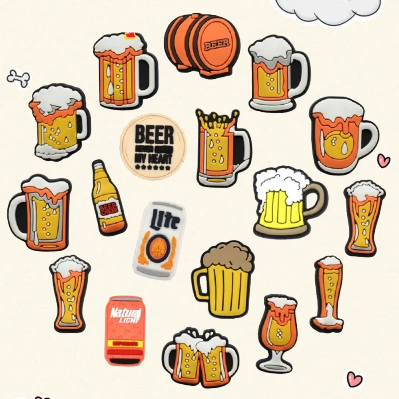 

19pcs Beer Shoe Charms PVC Men Women Kids Sandals Buckle Pins Shoe Decoration X-mas Gift for Jeans