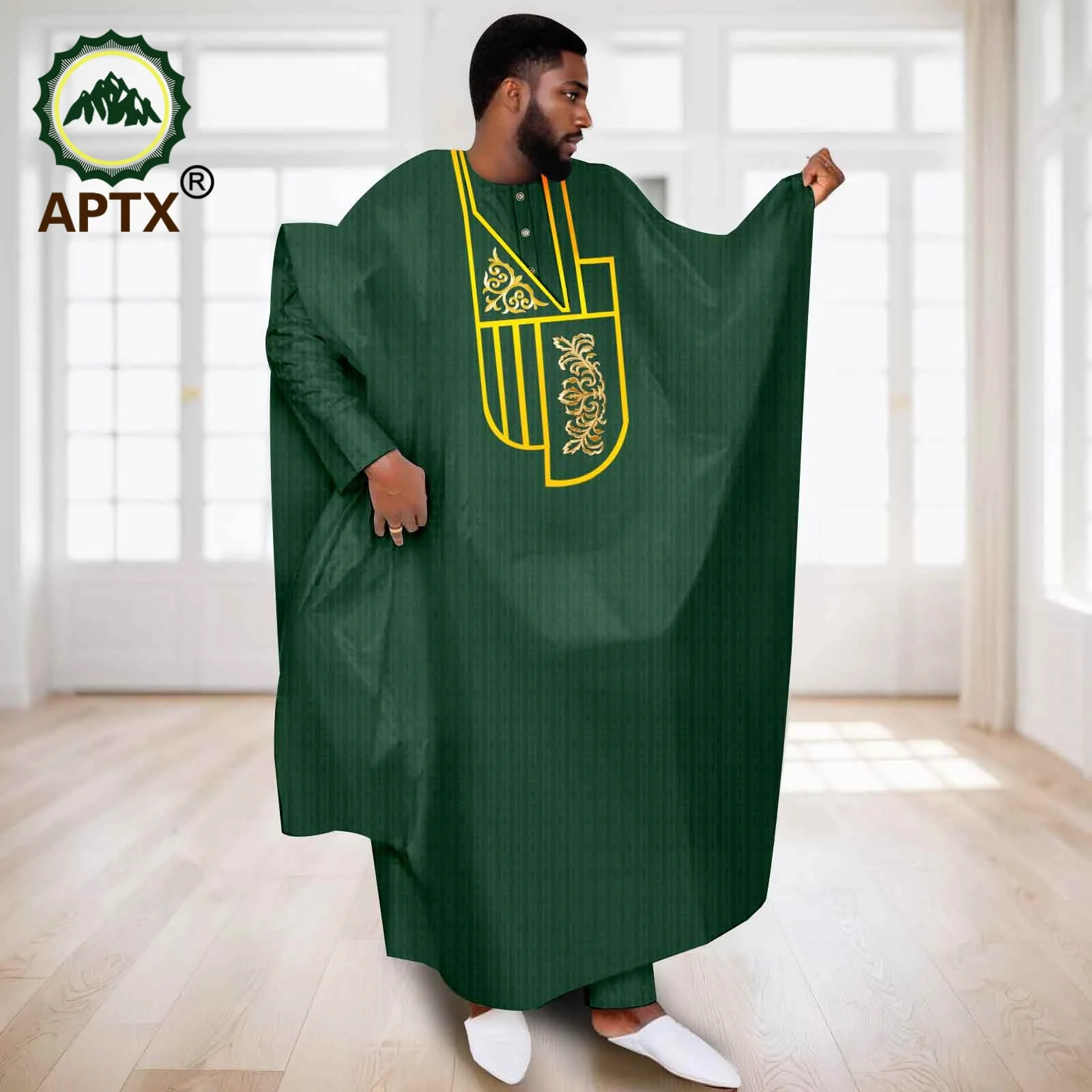 APTX African Clothes for Men Muslim Robe White Tradition Wedding Party Suit Shirt Pants 3 Pcs Set Dashiki Agbada Ramada 2516047