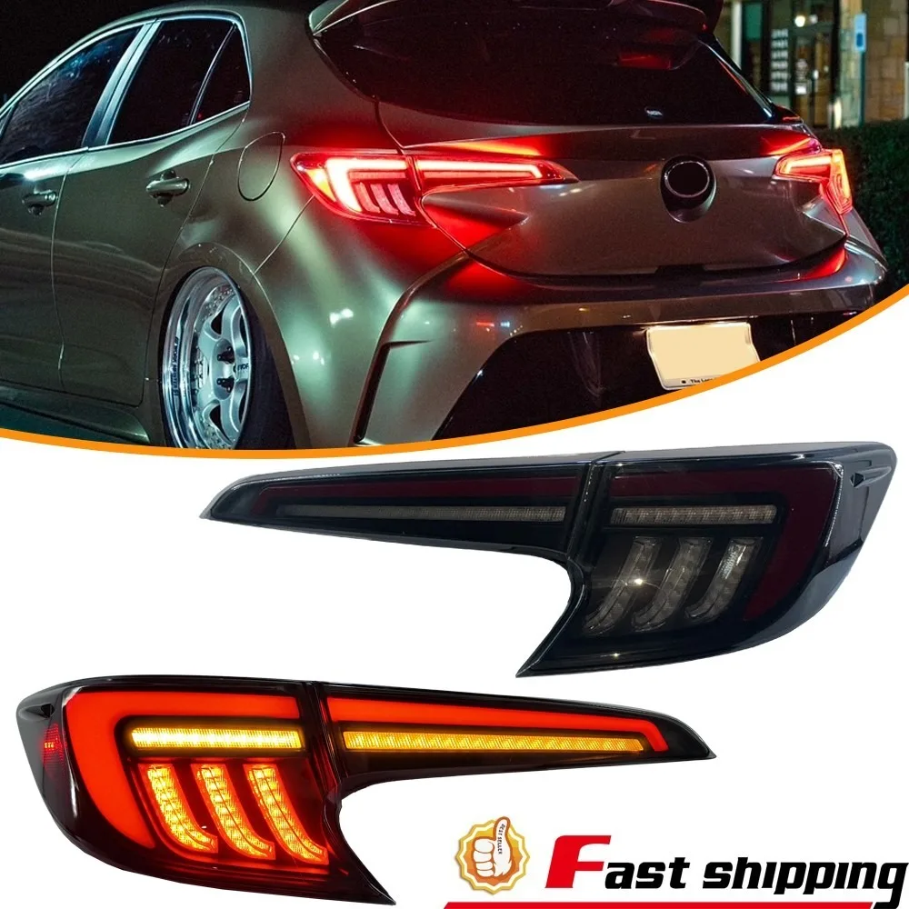 

Pair Smoke LED Tail Lights For Toyota 2019-2025 Corolla Hatchback & 2023+ GR