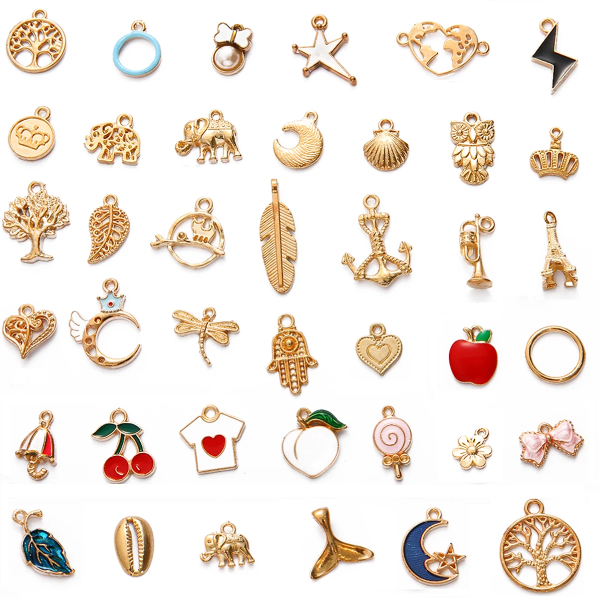 About10Pcs immediately mixed oil dripping alloy small pendants, handmade DIY beaded bracelets, necklaces, clothing pendants, jew