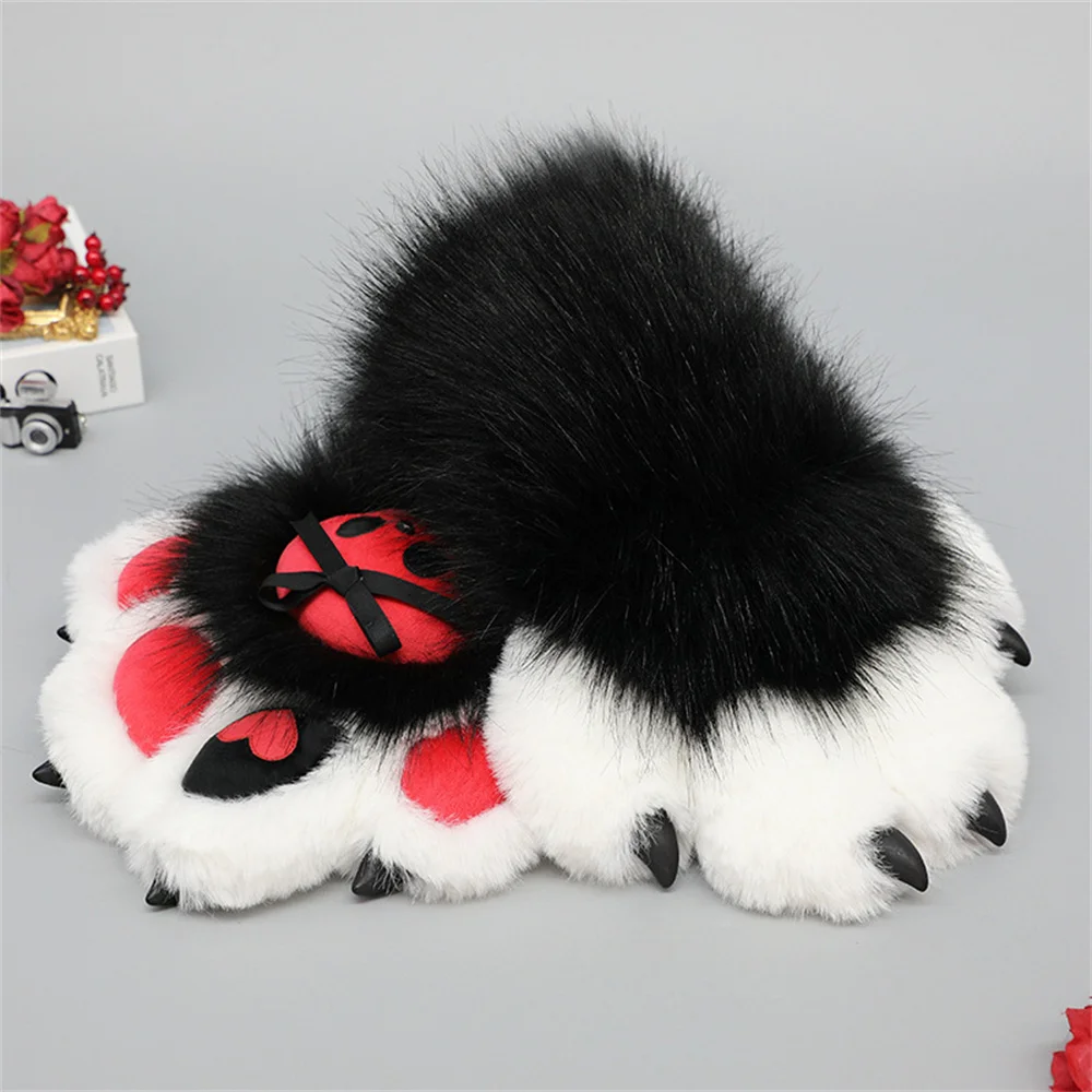 1 paio di animali pelosi guanti per zampe Fursuit Sweet Cool Cos puntelli Cute Skull Cat Nails Claws guanti Anime Lolita guanti Cosplay