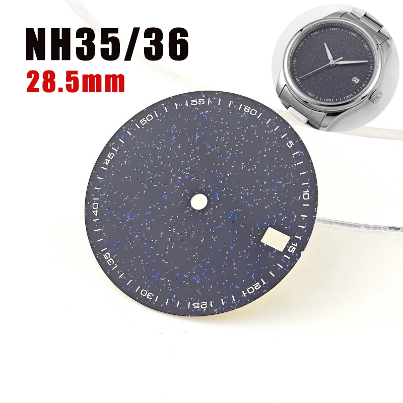 

НОВЫЙ Циферблат для часов 28,5 мм без логотипа, с эмалевой текстурой, синий, «Звездное небо», с арабскими цифрами, для Seiko Datejust NH35/36, автоматический механизм, детали для модификации корпуса