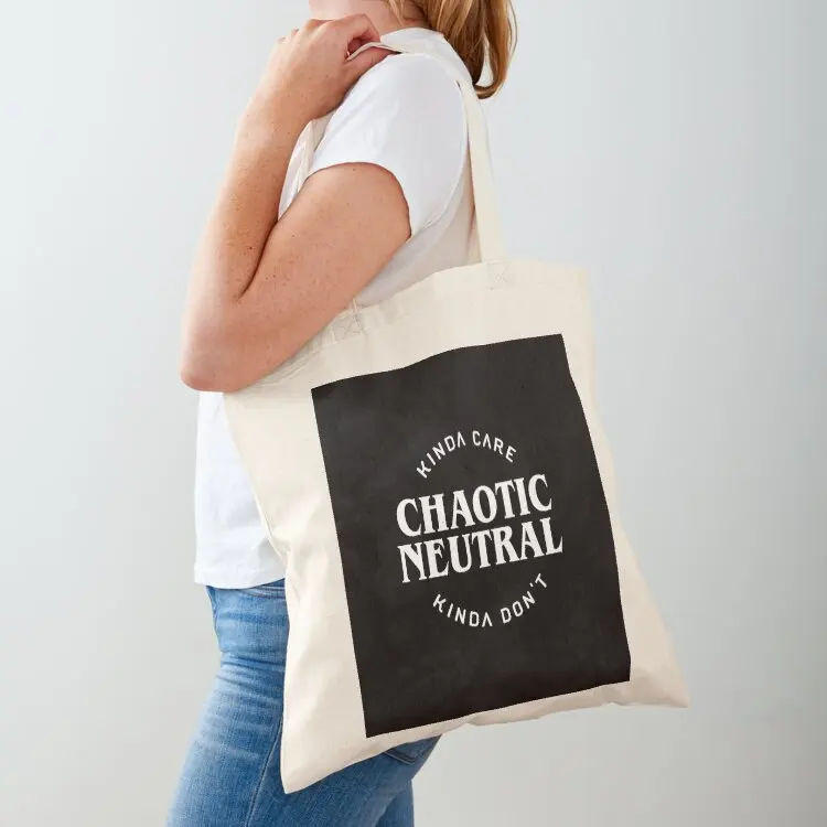 Chaotic Neutral Alignment Kinda Care Kinda Don't Funny Quotes Tote Bag shopper bag women cute tote bag eco pack