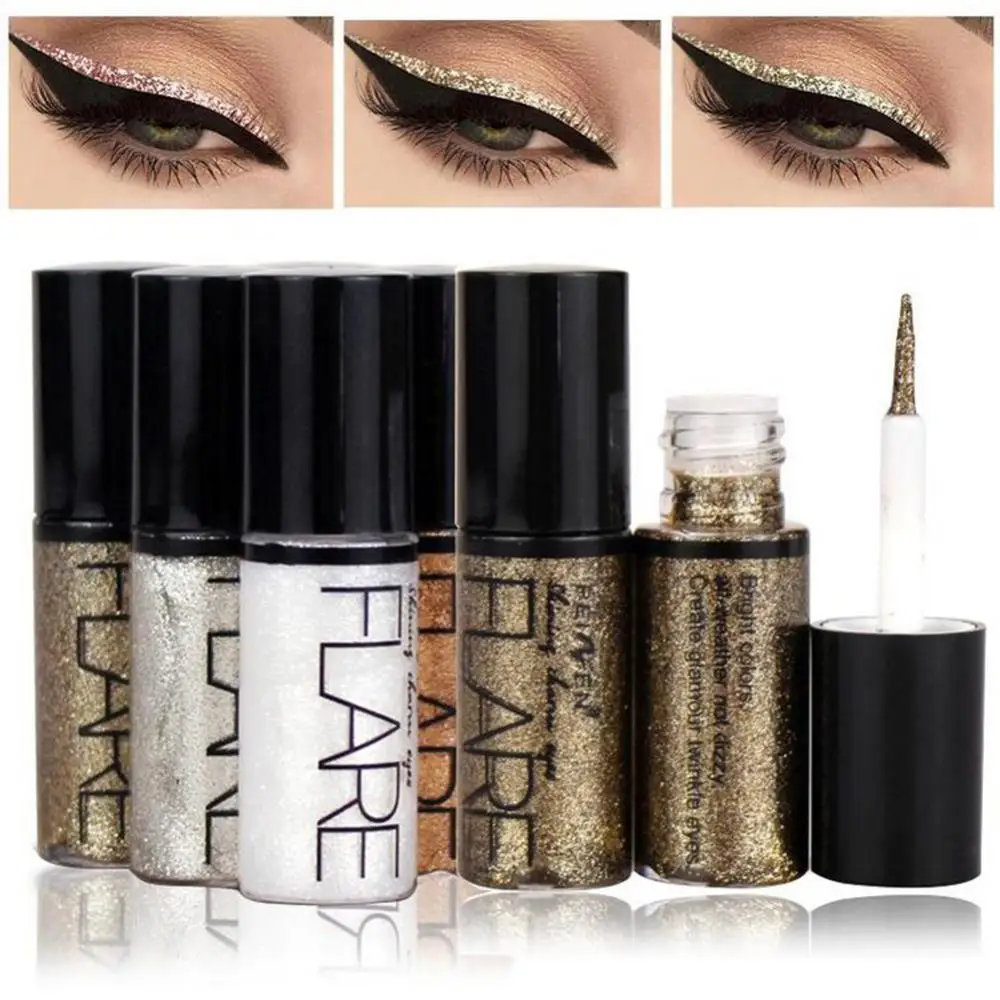 Eye Makeup Sweat proof Waterproof Portable Glitter Liquid Eyeliner Shiny Eyeshadow 3 5g Sequins Metallic Smoky Eyes