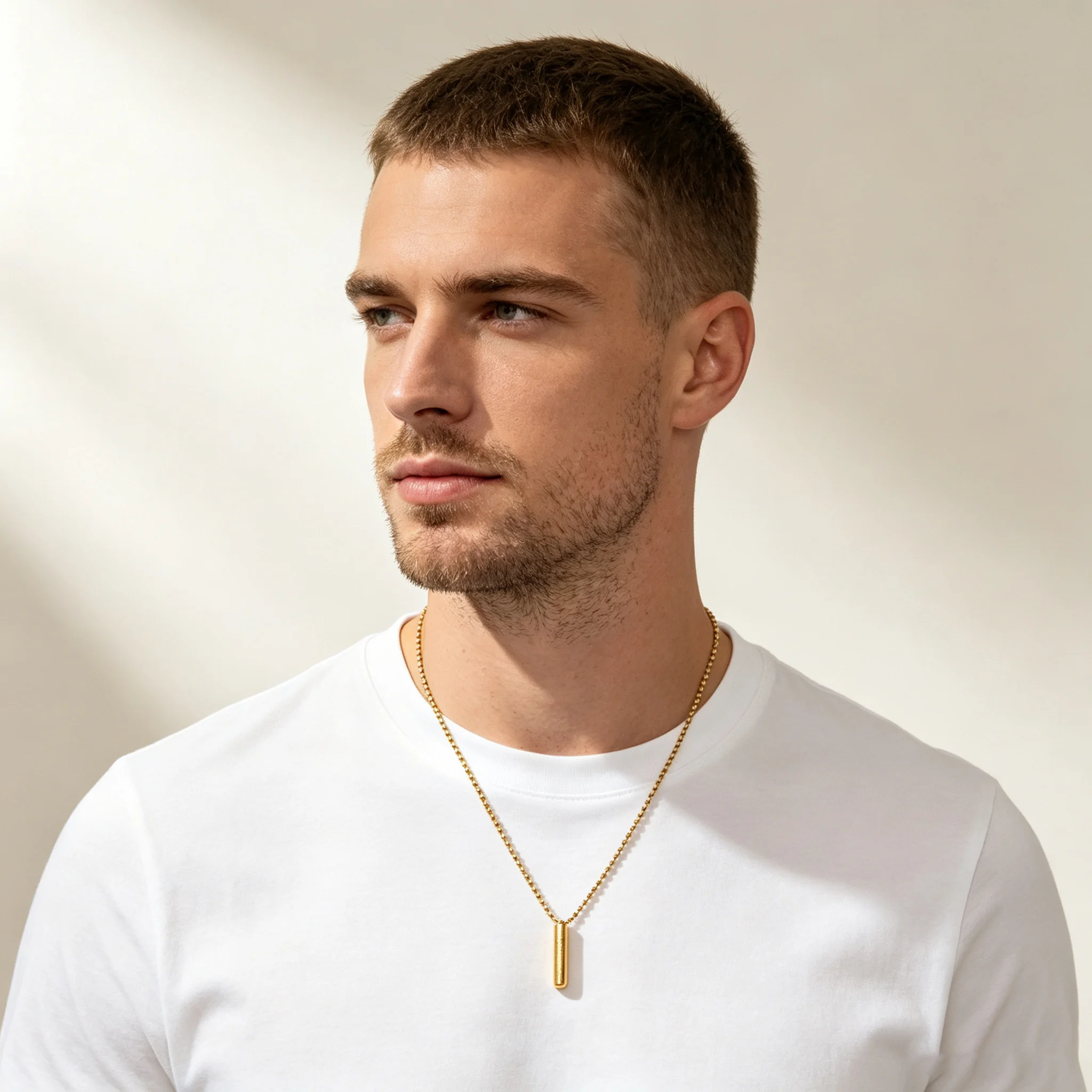 Stainless Steel Muslim Islamic Engraved Cylindrical Pendant Necklace, Solid Tube Prayer Bead Chain Necklace, Simple Vertical Bar-Shaped Jewelry Gift, Suitable for Both Men and Women, Available in 4 Colors