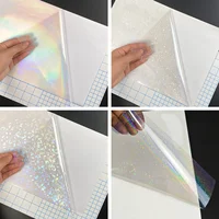 50 hojas de película holográfica de laminación en frío tamaño A4, pegatina de vinilo autoadhesiva transparente, 8,3x11,7 pulgadas, resistente al agua, 4 estilos