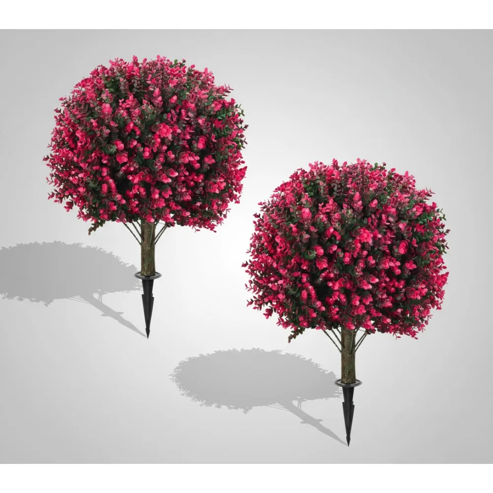 

Устойчивые к ультрафиолетовому излучению сферические деревья из самшита, набор из 2 уличных искусственных растений для сада, декора крыльца (24 дюйма)