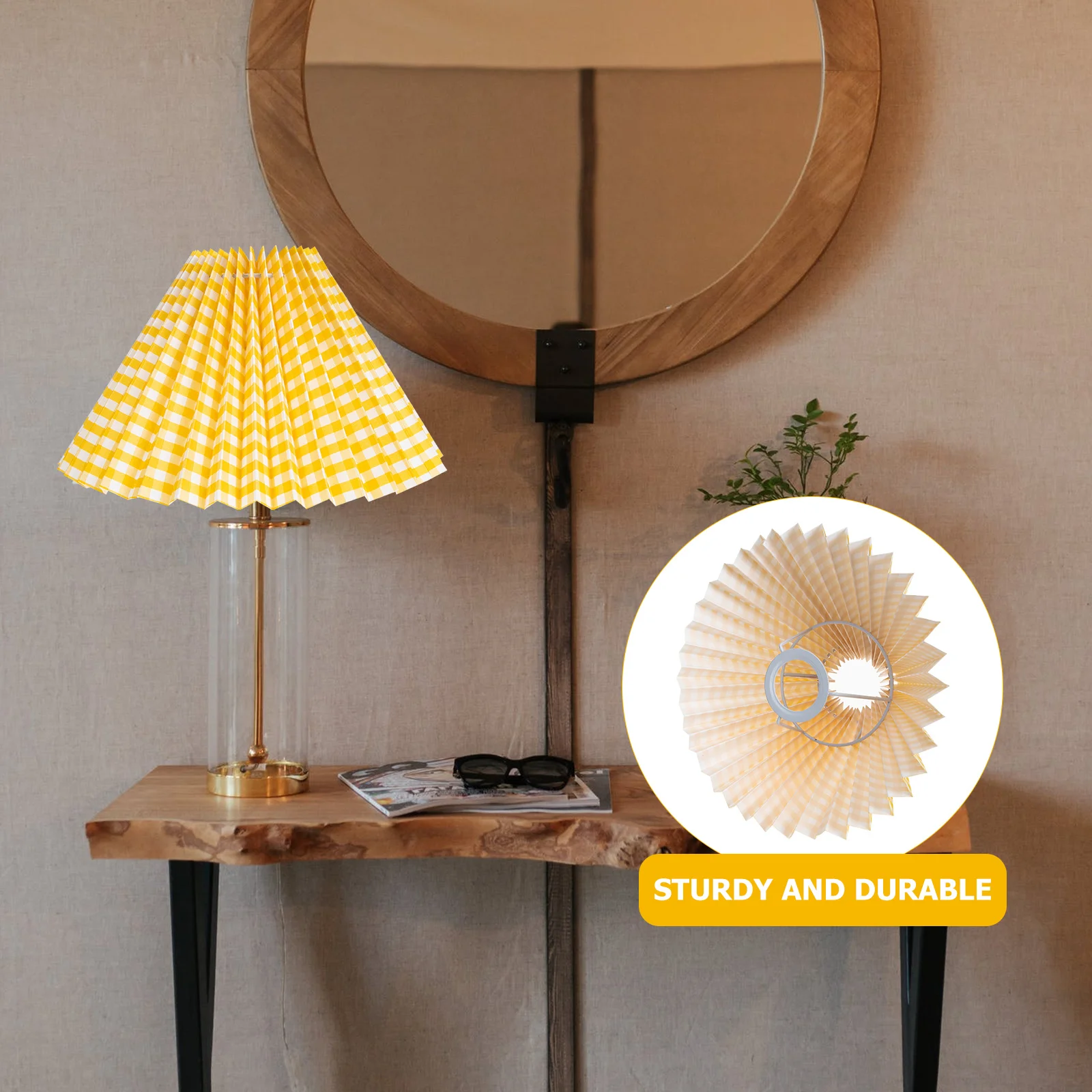 

Small Round Drum Fabric Lamp Shade Pleated Modern Lamp Shade Durable Frame Dust Protection Small Pleated Lampshade