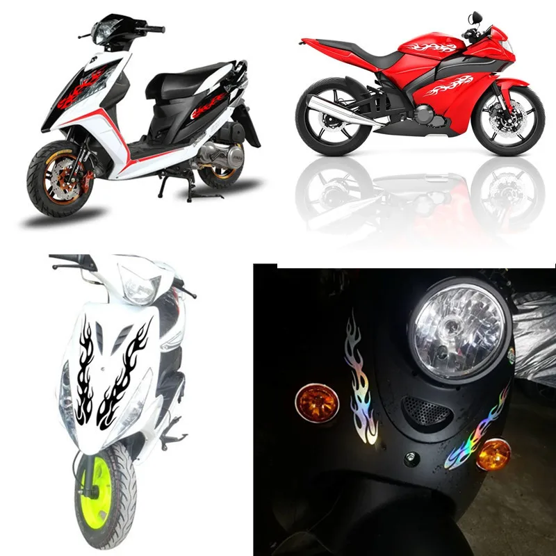 

Foreign trade reflective colorful cool flame strip car sticker motorcycle sticker electric car sticker horizon street car side