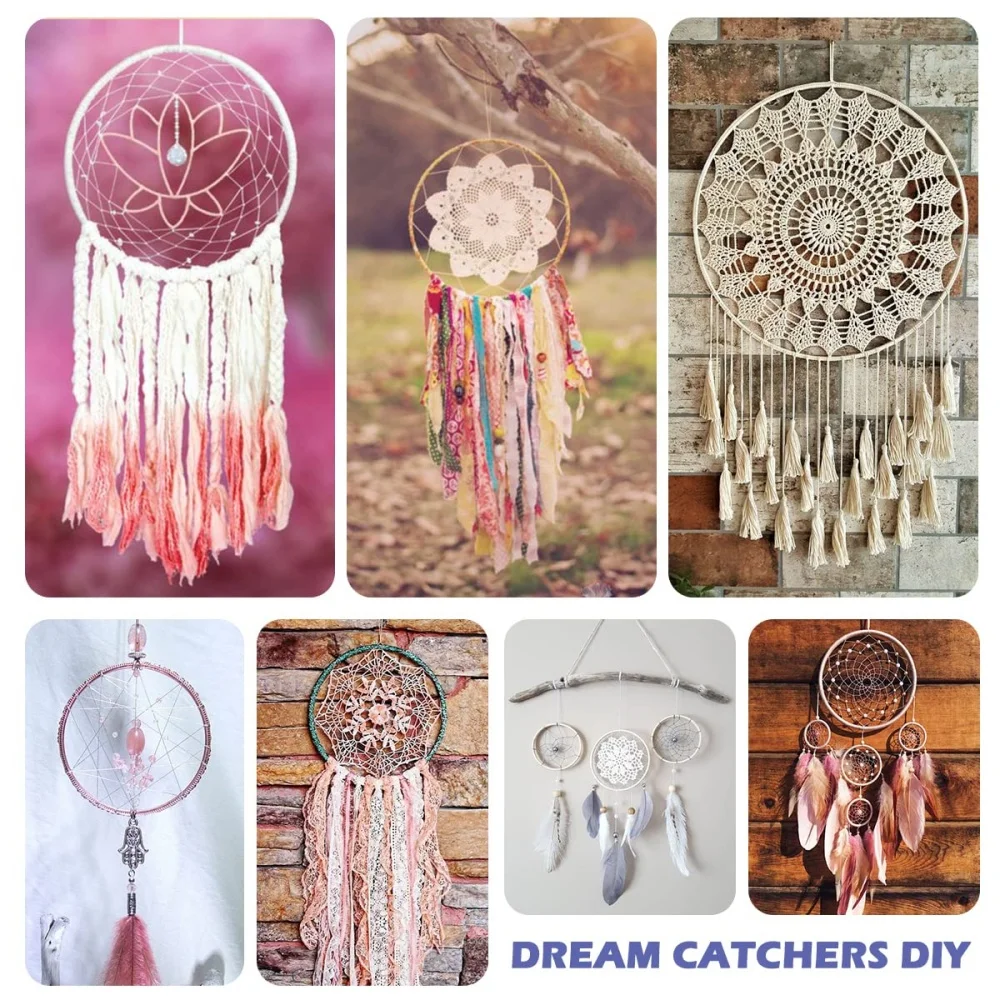 6PCS Metal Floral Hoop Centerpiece Silver Stand Wreath Macrame Rings Decorations DIY Wedding Party Table Dream Catcher Crafts
