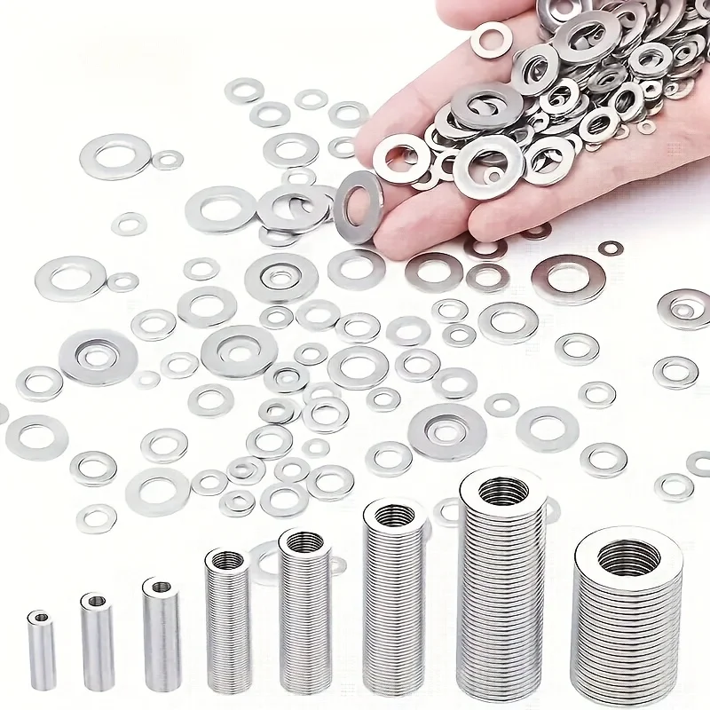 1250 piece flat washer set combination, suitable for bolt/screw fastening to improve flatness and stability, DIY projects