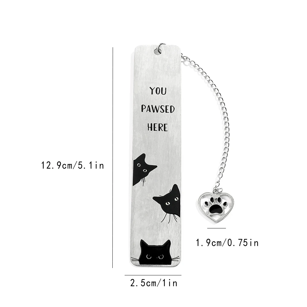 Cute Cartoon Cat Bookmark - Stainless Steel with Pendant Bookmark, Birthday, Christmas Gift for Reading Lady Daughter