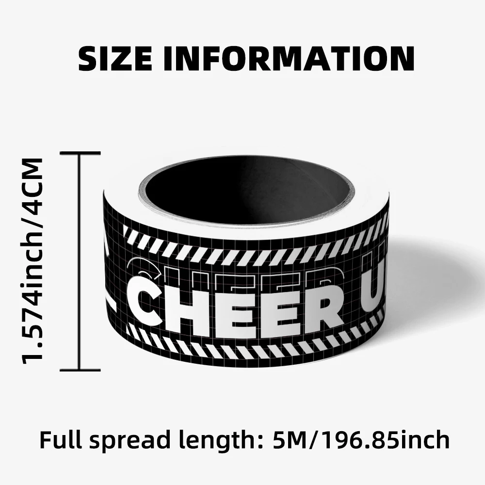 Creative Cheer Up Circular Stickers Tape English Long Strip Tape Sticker Waterproof Sealing Tapes Gift Box Decorative 4cm*5M