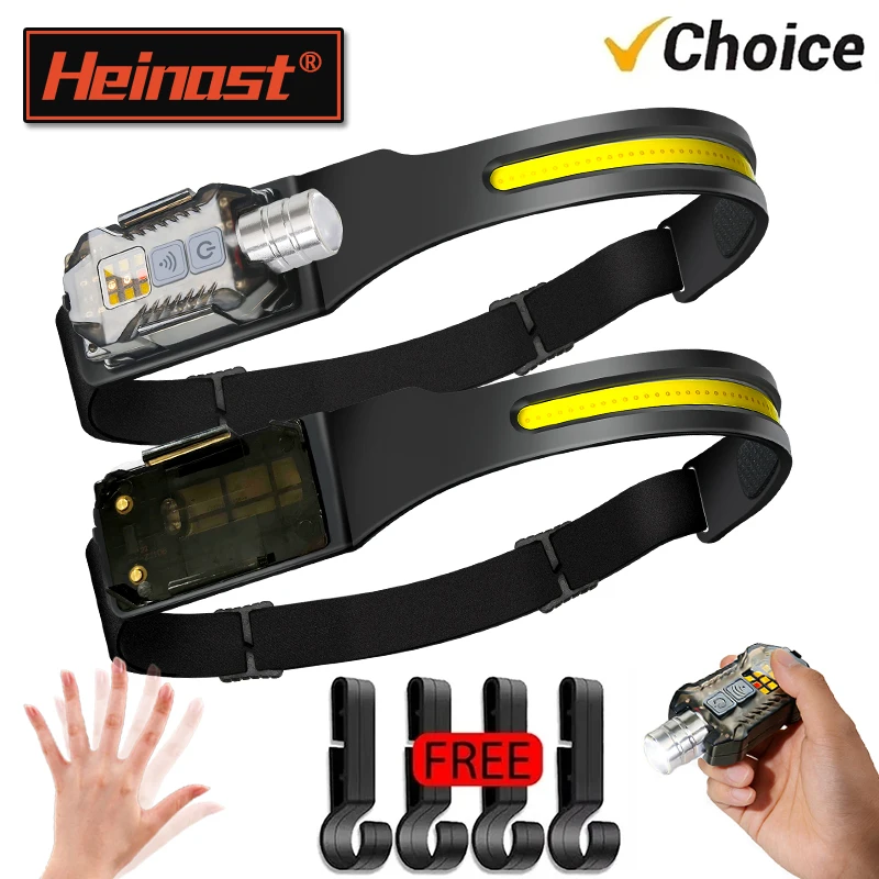 USB Rechargeable LED Sensor Headlamp XPE+COB Headlight Led Head Torch Camping Search Light Head Flashlight for Fishing Lantern