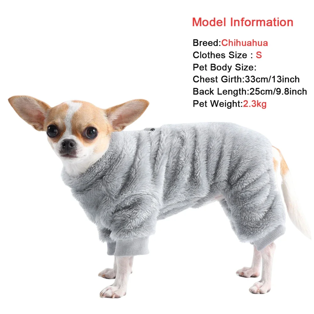 Weiche Fleece-Hundepyjamas, Kleidung, Herbst-Winter-Haustier-Overall für kleine und mittelgroße Hunde, Welpenpullover, warme Chihuahua-Mops-Einteiler-Outfits – Detail 1