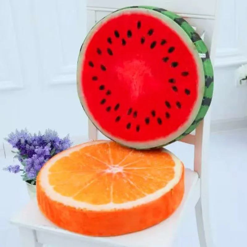 

40cm Round Throw Pillows 3D Duplex Print Fruit Shape Cushion Decorative Plush Funny Fruit Stuffed Cushions for Couch Chair