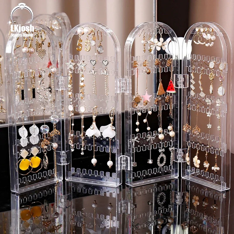 120/180/240/360 Hole Plastic Earring Display Stand Foldable Earring Jewelry Display Stand Holder Storage Box