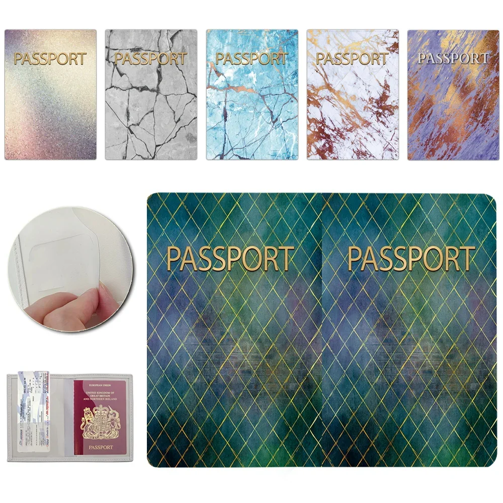 Travel Passport Holder Cover Wallet Transparent Leather ID Card Holders Business Credit Card Holder Case Pouch Background Print