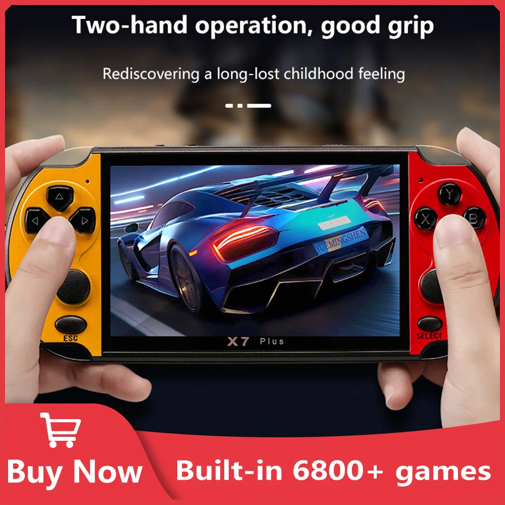 

X7 Plus Gaming Handheld Game Console Built-in Classic Games Portable Mini Video Player 5.1 Inch IPS Screen 6800 Classic Games