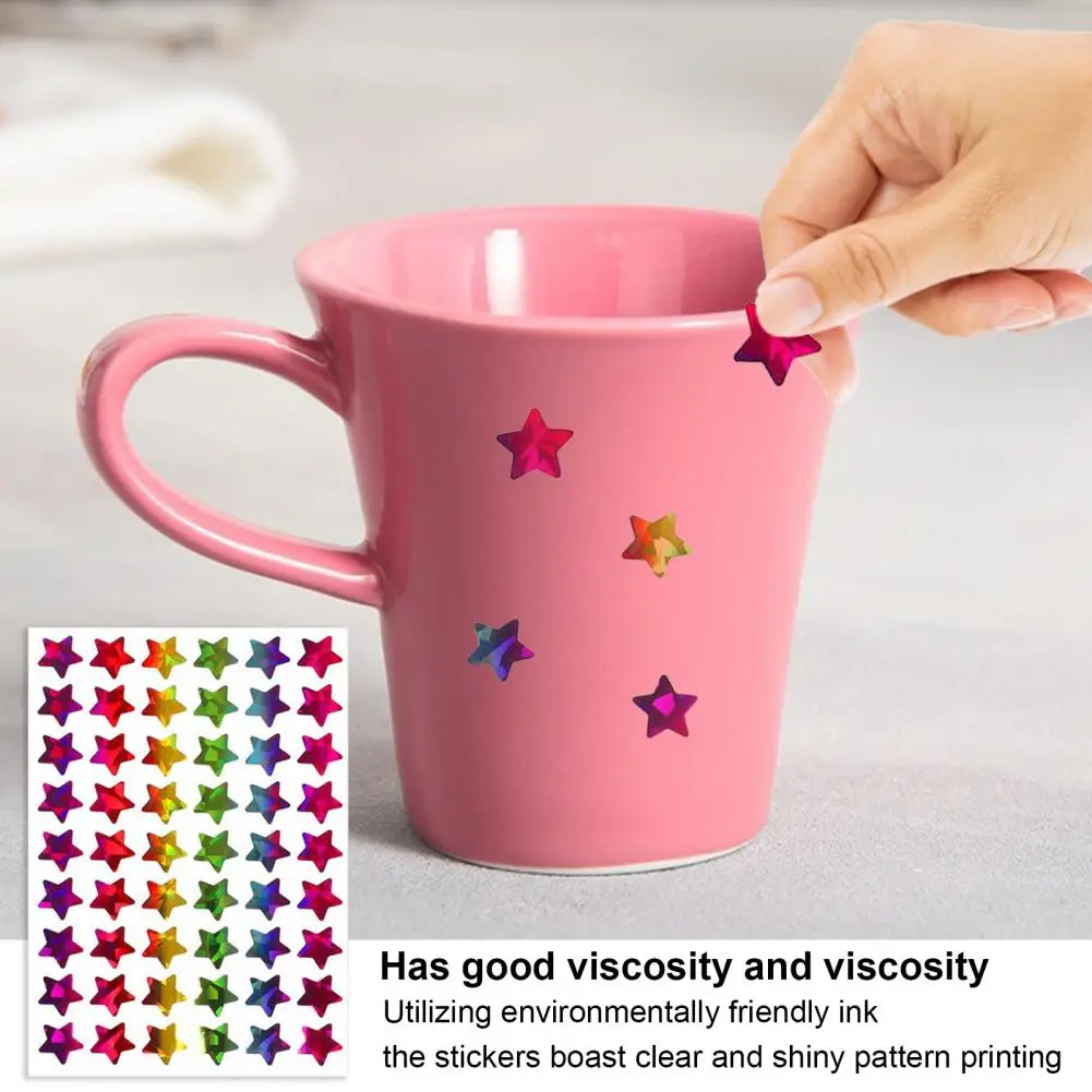 10Pcs Waterproof Star Stickers Self Adhesive Strong Stickiness Scratch-Proof Oil-Proof Sparkling Encouragement Reward Decals