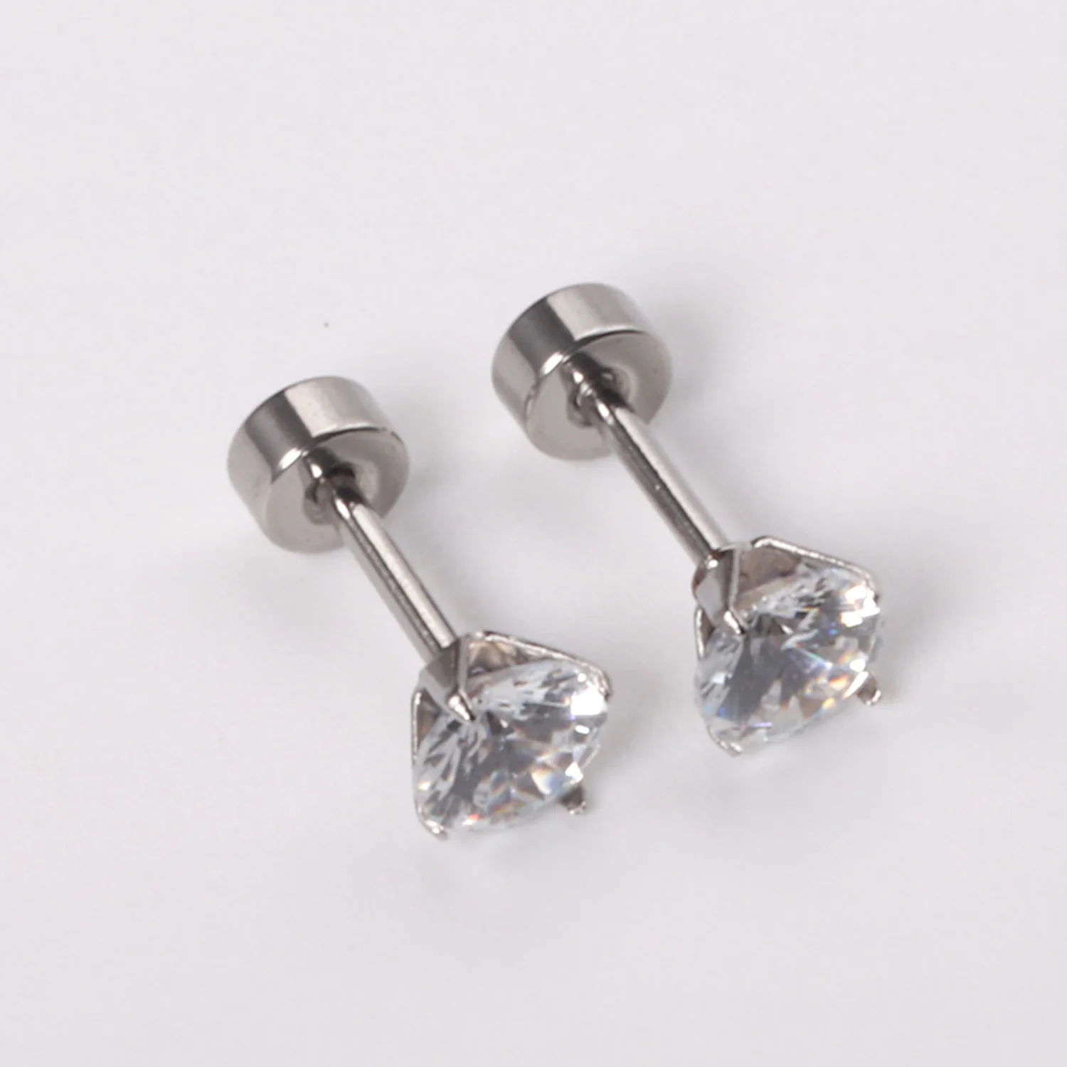 12Pair Cubic Zirconia Stud Earrings Round Crystal Stainless Steel No Fade Simple Screw Earrings Jewelry Gifts Wholesales Vintage
