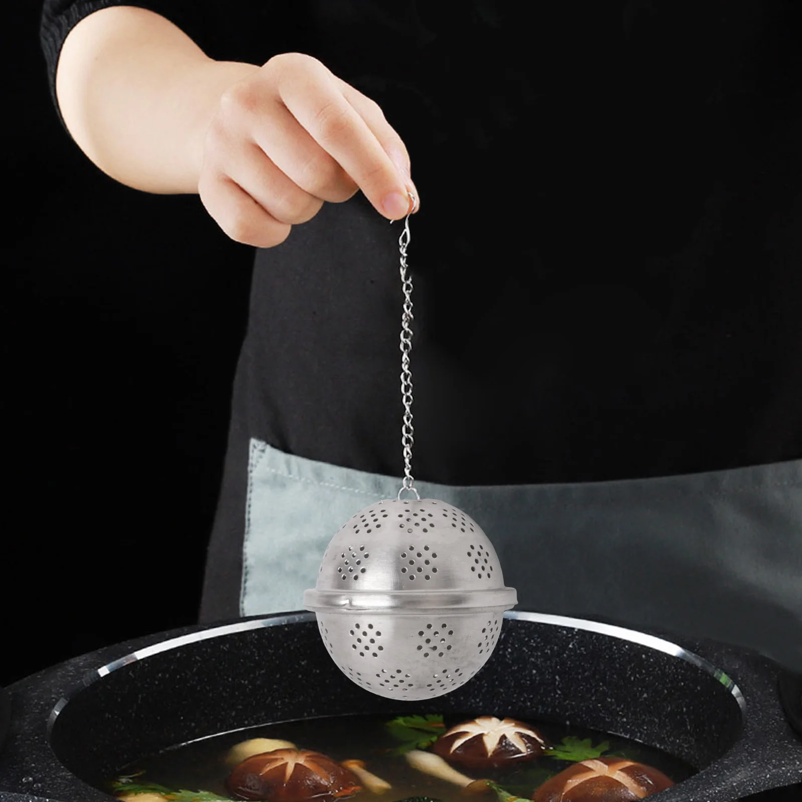 كرات توابل عملية عالية الجودة، مصفاة كروية، وصلة ملولبة، فلتر شاي مع مصفاة مصفاة سلسلة